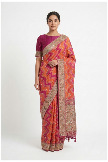 Multicolor Banarasi Pure Silk Wedding Party Wear Saree
