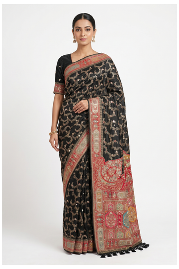 Black Banarasi Pure Silk Party Wear Saree
