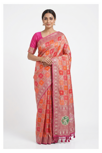 Violet Red Pure Silk Banarasi Party & Wedding Saree