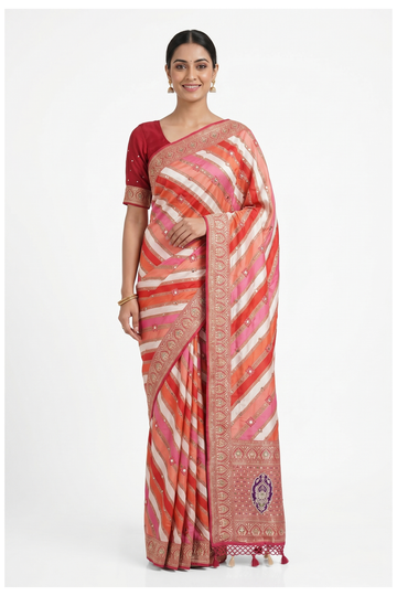 Multicolor Banarasi Pure Silk Party Wear Saree