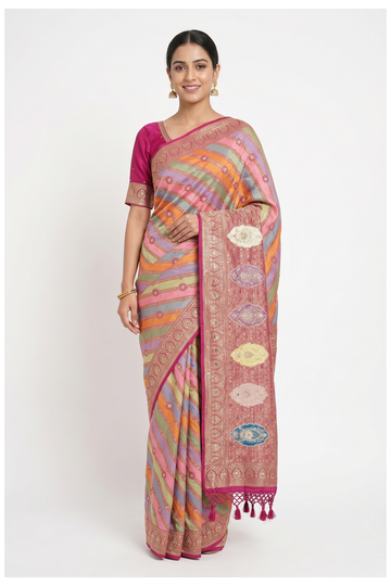 Multicolor Pure Silk Banarasi Party Wear Saree