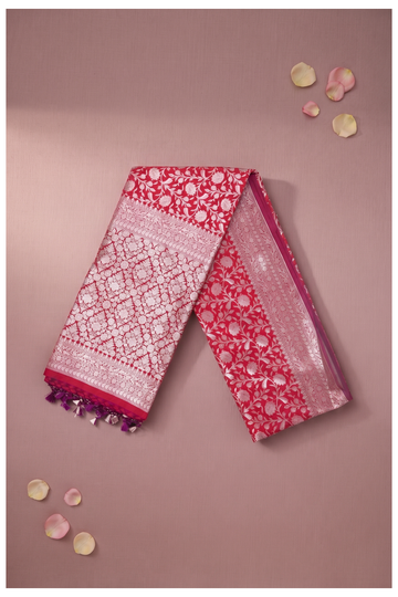 Crimson Red Banarasi Art Silk Wedding Saree