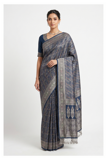 Teal Blue South Tissue Silk Wedding & Party Wear Saree