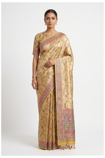 Yellow Gold  Banarasi Pure Tissue Silk Party & Wedding Saree