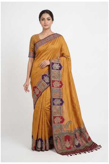 Marigold Orange Banarasi Pure Silk Wedding Saree