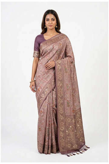 Lavender Mauve Pure Silk South Silk Wedding & Party Wear Saree