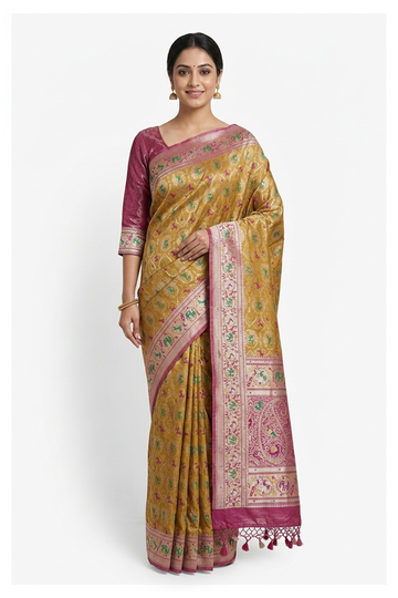 Champagne South Tissue Silk Wedding & Party Wear Saree
