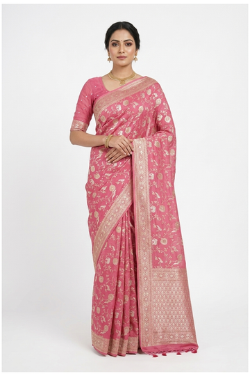 Fuchsia Banarasi Pure Silk Wedding Saree
