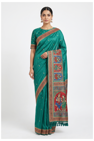 Teal Banarasi Pure Silk Party & Wedding Saree