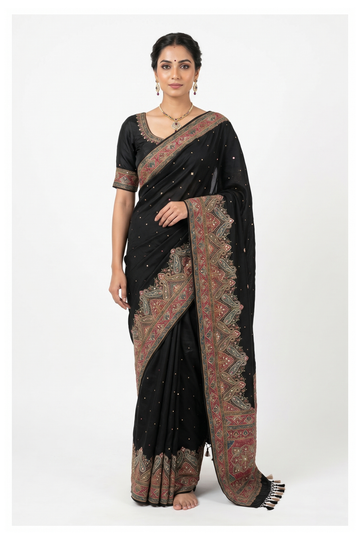 Black Banarasi Art Silk Wedding Saree