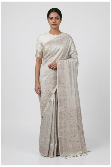 Ivory South Silk Tissue Wedding & Party Wear Saree