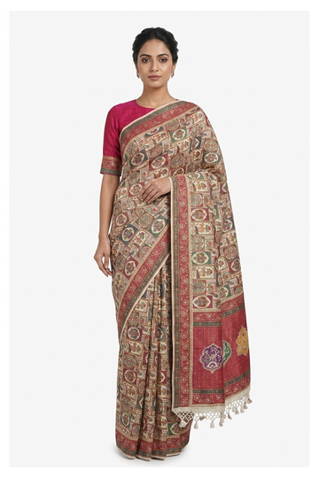 Maroon Tissue South Silk Wedding & Party Wear Saree