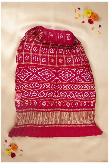Crimson Gharchola Gajji Silk Wedding Saree