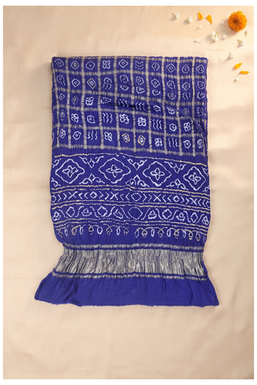 Royal Blue Gajji Silk Gharchola Bandhni Wedding Saree