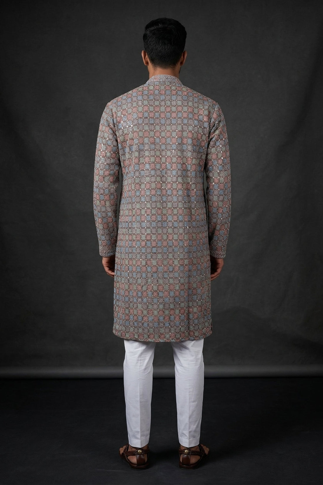 Dusty Rose Mirror Weave Men’S Kurta