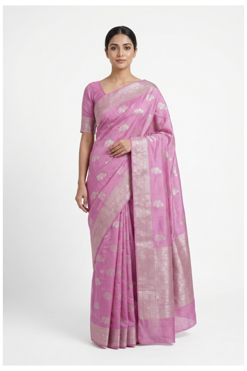 Magenta Cotton Saree With Weaving