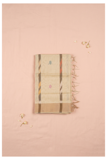 Ivory Cotton Wedding Party Wear Saree