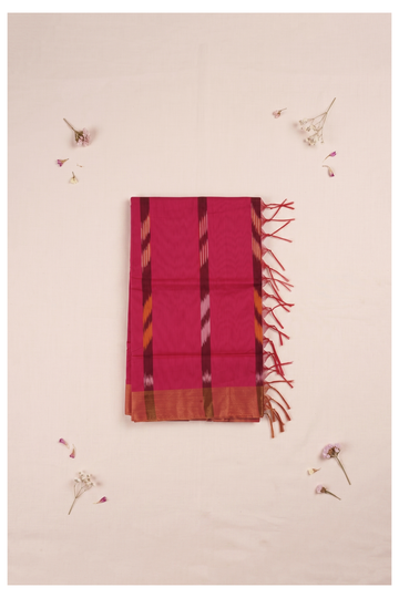 Rani Pink Cotton Wedding And Party Wear Saree