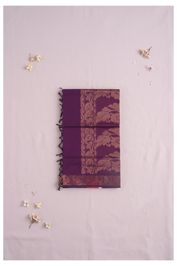 Wine Cotton Saree For Wedding & Party Wear