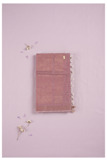 Mauve Cotton Wedding Party Wear Saree