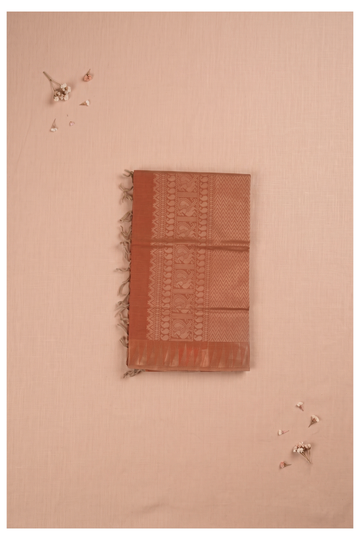 Rust Cotton Wedding & Party Wear Saree