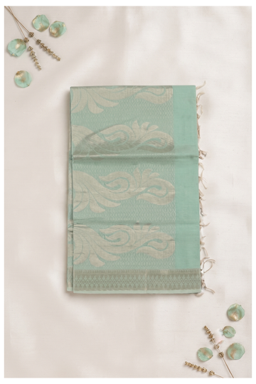 Mint Green Cotton Wedding And Party Wear Saree