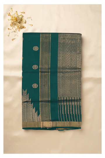 Bottle Green Pure Silk South Saree Wedding Party Wear