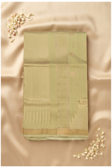 Pista Green Pure Silk South Saree For Weddings And Parties