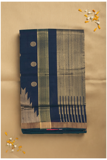 Navy Blue Pure Silk South Silk Wedding Party Saree
