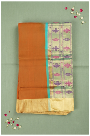 Rust Pure Silk Paithani Wedding & Party Wear