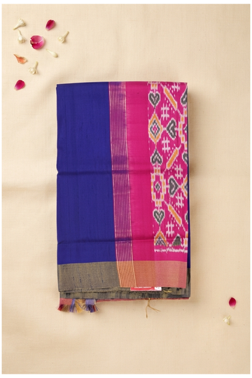 Royal Blue Patola Pure Silk Wedding Party Wear Saree