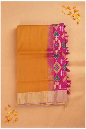 Orange Pure Silk Patola Wedding & Party Wear Saree