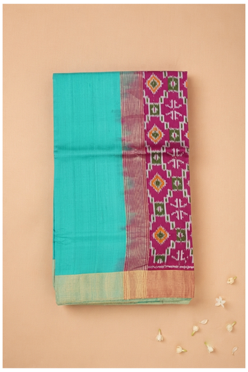 Aqua Blue Patola Pure Silk Wedding & Party Wear Saree