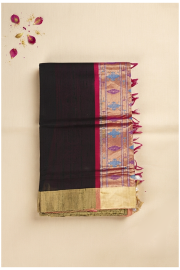 Black Pure Silk Paithani Wedding Saree