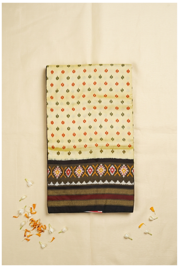 Elegant Cream Pure Silk Saree With Traditional Butta Motifs & Heritage Border