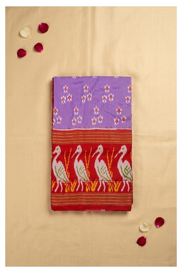 Royal Lavender Pure Silk Saree With Traditional Swan Woven Border