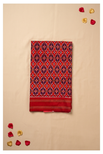 Royal Red Patola Inspired Pure Silk Saree With All Over Diamond Ikat Weaving