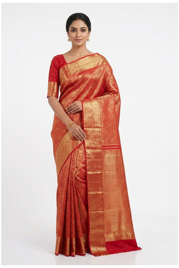 Red Pure Silk South Silk Wedding & Party Wear Saree