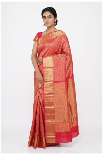 Rani Pink Pure South Silk Wedding & Party Saree