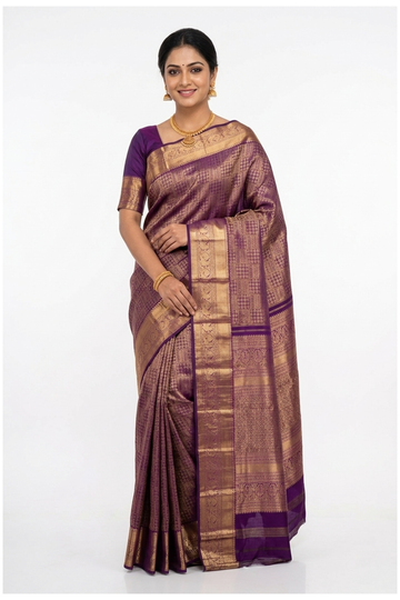 Purple Pure Silk South Silk Wedding Saree