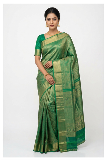 Bottle Green Pure Silk South Silk Wedding & Party Saree