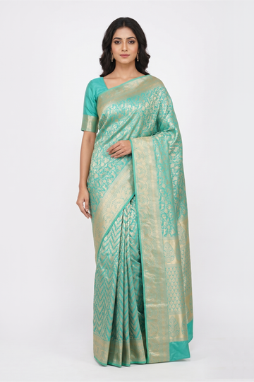 Aqua South Pure Silk Saree With Weaving