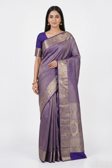 Indigo South Silk Saree With Weaving