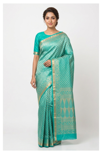 Teal Pure Silk South Silk Saree For Wedding & Party Wear