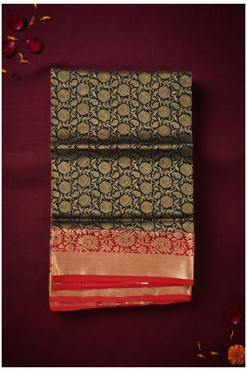 Jet Black Pure Silk South Wedding & Party Wear Saree