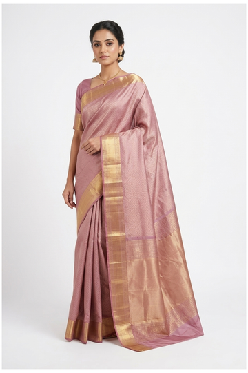 Mauve Pure South Silk Wedding & Party Wear Saree