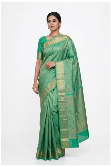 Jade Green Pure Silk South Saree For Wedding & Party Wear