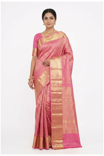 Rani Pink Pure Silk South Silk Wedding & Party Wear Saree