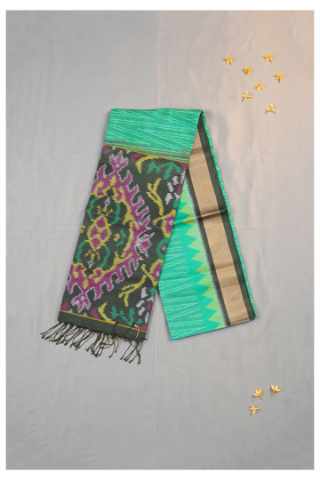 Emerald Green Patola Art Silk Party Wear Saree
