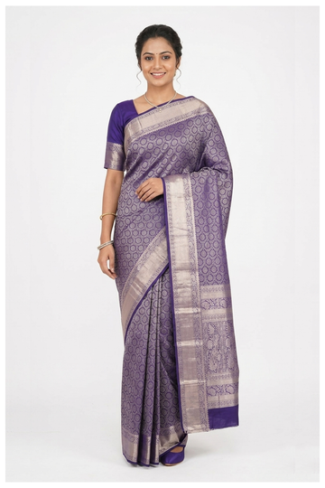 Deep Violet South Silk Saree With Weaving